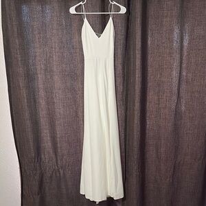 Cream Sleeveless Gown with Spaghetti Straps for Bride